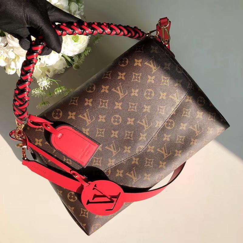 LV Shoulder Handbags M43953 Woven Hand Arm Series Old Flower Red